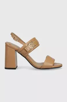 Кожаные босоножки BLOCK HL SANDAL 85HH W/HW Calvin Klein, бежевый