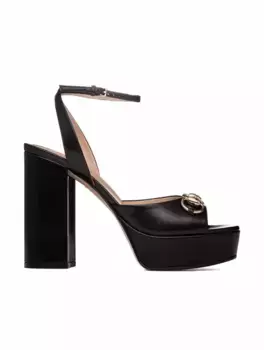 Кожаные босоножки Horsebit Gucci, черный