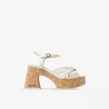 Кожаные босоножки на платформе heloise 95 Jimmy Choo, цвет latte
