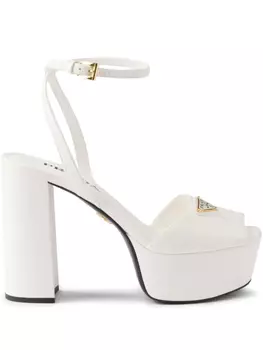 Кожаные босоножки Prada на платформе, белый