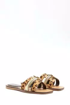 Кожаные босоножки с вырезами River Island, бежевый