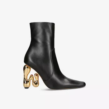 Кожаные ботильоны Bubble на абстрактном каблуке Jw Anderson, черный