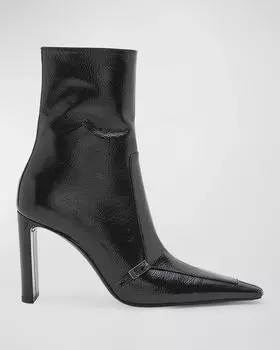 Кожаные ботильоны Faubourg с пряжкой Saint Laurent, цвет Noir