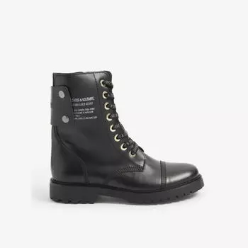 Кожаные ботильоны Joe с кружевом и логотипом Zadig&Voltaire, цвет noir