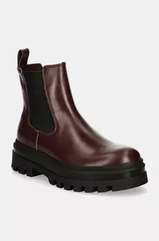 Кожаные ботильоны LUGGED CHELSEA BOOT LTH Calvin Klein Jeans, бордовый
