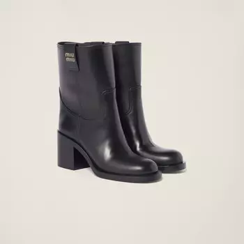 Кожаные ботильоны Miu Miu, черный