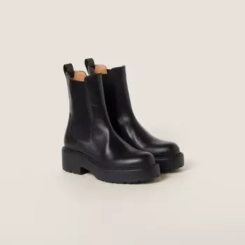 Кожаные ботильоны Miu Miu, черный
