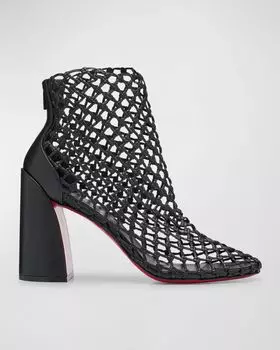 Кожаные ботильоны на красной подошве с сетчатой подошвой Christian Louboutin, цвет Black