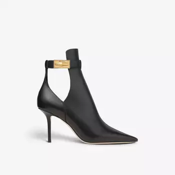 Кожаные ботильоны Nell на каблуке с бляшкой Jimmy Choo, черный