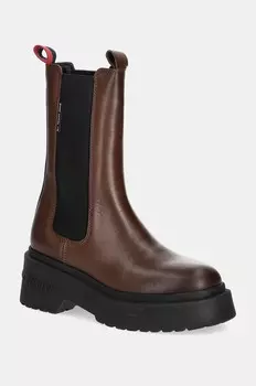 Кожаные ботинки челси Tommy Jeans TJW CHUNKY CHELSEA, коричневый