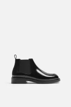 Кожаные ботинки челси ZARA, черный
