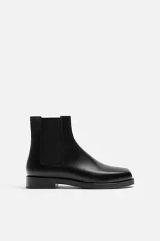 Кожаные ботинки челси ZARA, черный