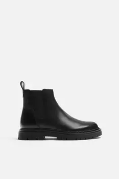 Кожаные ботинки челси ZARA, черный