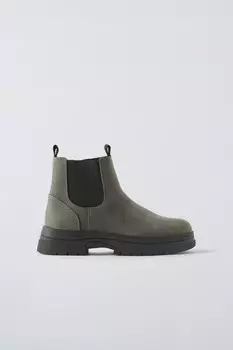 Кожаные ботинки челси ZARA, серый