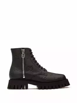 Кожаные ботинки GG Supreme Gucci, черный
