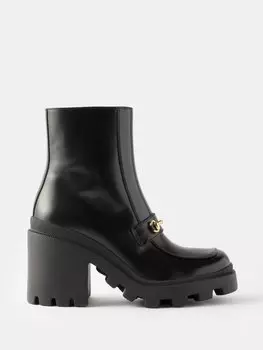 Кожаные ботинки horsebit 70 Gucci, черный