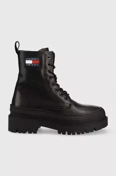 Кожаные ботинки на шнуровке EN0EN01899.BDS Tommy Jeans, черный