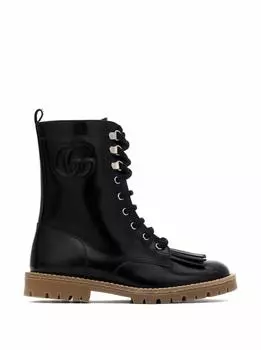 Кожаные ботинки с логотипом Gucci