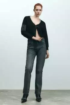 Кожаные ботинки с заклепками ZARA, черный
