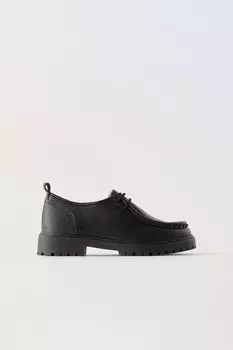 Кожаные ботинки ZARA, черный