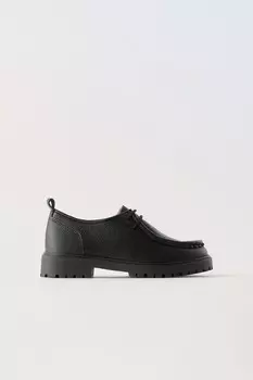 Кожаные ботинки ZARA, черный