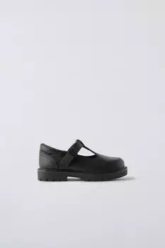 Кожаные ботинки ZARA, черный