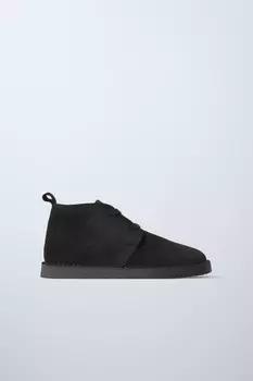 Кожаные ботинки ZARA, черный