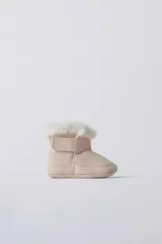 Кожаные ботинки ZARA, розовый