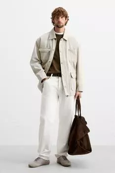 Кожаные ботинки ZARA, серый