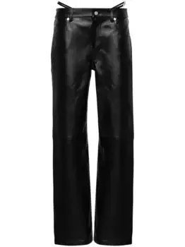 Кожаные брюки с логотипом Alexander Wang, черный