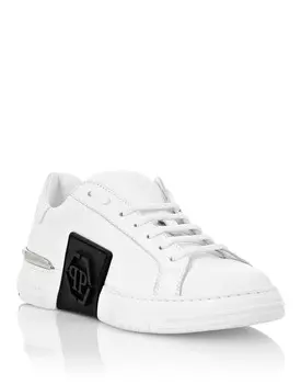 КОЖАНЫЕ КРОССОВКИ PHANTOM KICK$ HEXAGON ICONIC PLEIN Philipp Plein, белый