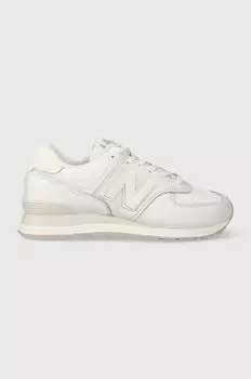 Кожаные кроссовки 574 New Balance, белый