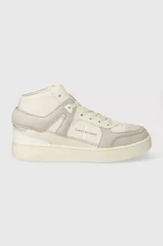 Кожаные кроссовки BASKET CUPSOLE HIGH MIX ML FAD Calvin Klein Jeans, бежевый