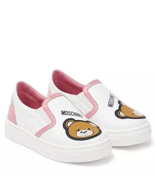 Кожаные кроссовки без застежек Moschino, розовый