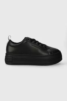 Кожаные кроссовки BOLD FLATF LOW LACEUP LTH IN LUM Calvin Klein Jeans, черный