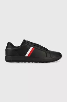 Кожаные кроссовки CORPORATE LEATHER CUP STRIPES Tommy Hilfiger, черный