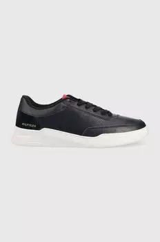 Кожаные кроссовки Elevated Cupsole Perf Tommy Hilfiger, темно-синий