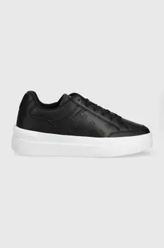 Кожаные кроссовки EMBOSSED COURT SNEAKER Tommy Hilfiger, черный