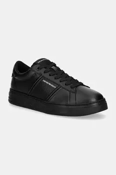 Кожаные кроссовки Emporio Armani, черный