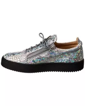 Кожаные кроссовки Giuseppe Zanotti May, серебро