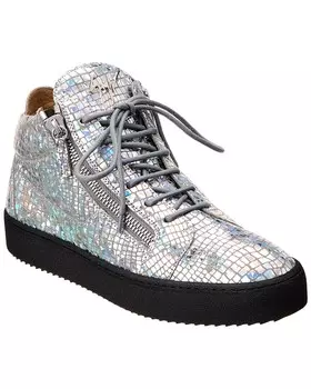 Кожаные кроссовки Giuseppe Zanotti May, серебро