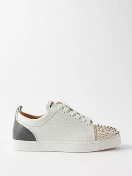 Кожаные кроссовки louis junior с шипами Christian Louboutin, белый