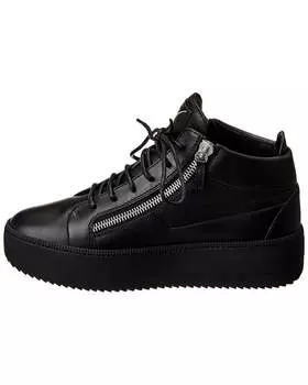 Кожаные кроссовки на платформе Giuseppe Zanotti Zola, черный
