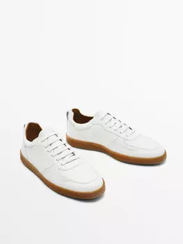 Кожаные кроссовки наппа Massimo Dutti, белый