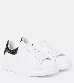 Кожаные кроссовки с декором Alexander McQueen, белый