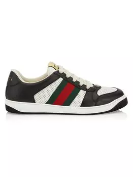 Кожаные кроссовки с полосками Gucci, черный