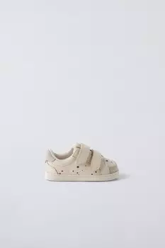 Кожаные кроссовки со звездами ZARA, белый