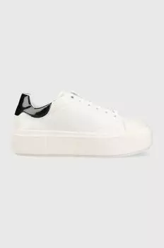 Кожаные кроссовки SQUARED FLATFORM CUP Calvin Klein, белый