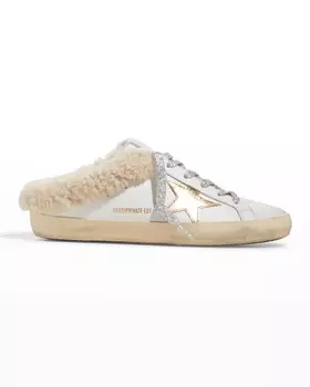 Кожаные кроссовки Superstar Sabot из овечьей шерсти Golden Goose