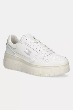 Кожаные кроссовки TJW Retro Basket Flatplatform Tommy Jeans, белый